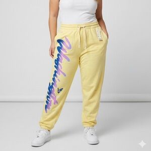 𝅺Urban Outfitters yellow graphic, drawstring, sweatpants
